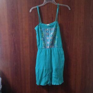 Flying Tomato aqua cross stitch mini dress size small